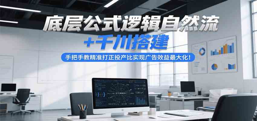 底层公式逻辑自然流+千川搭建，手把手教精准打正投产比实现广告效益最大化！-网亿资源平台