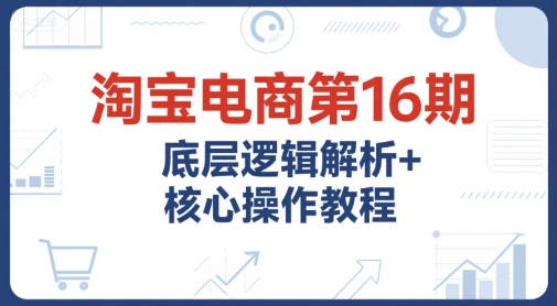 淘宝电商第16期，底层逻辑解析+核心操作教程，运营、推广提升能力的必学课程+配套资料-网亿资源平台