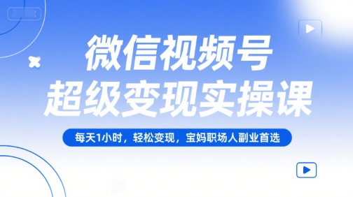 微信视频号超级变现实操课，每天1小时，轻松变现，宝妈职场人副业首选-网亿资源平台