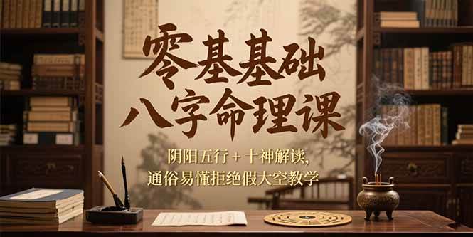 （15283期）零基础八字命理课，阴阳五行+十神解读，通俗易懂拒绝假大空教学-网亿资源平台