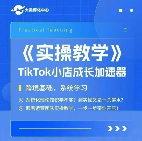 大卖家孵化中心TikTok实操课，TikTok小店成长加速器，跨境基础系统学习，一步一步带你开店-网亿资源平台