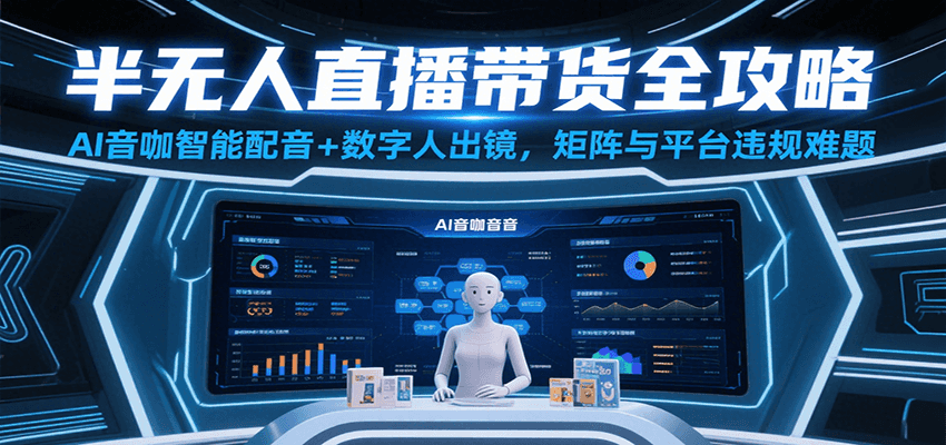 半无人直播带货全攻略：AI音咖智能配音+数字人出镜，解决账号矩阵与平台违规难题-网亿资源平台