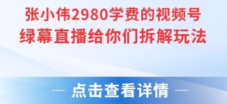 张小伟2980付费额视频号绿幕直播给你们拆解玩法-网亿资源平台