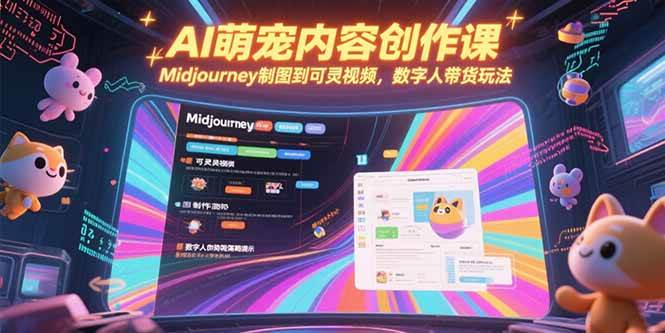 （15311期）AI萌宠内容创作课，Midjourney制图到可灵视频，数字人带货玩法-网亿资源平台