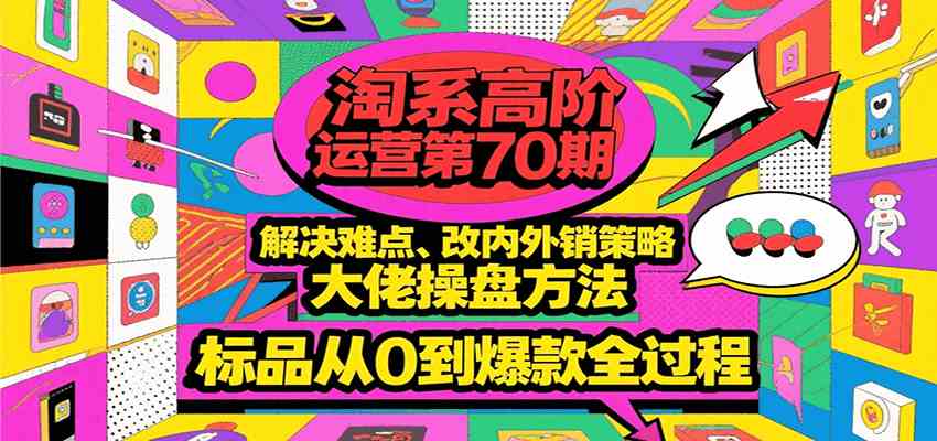 淘系高阶运营第70期，解决难点、改内外销策略，大佬操盘方法，标品从0到爆款全过程-网亿资源平台