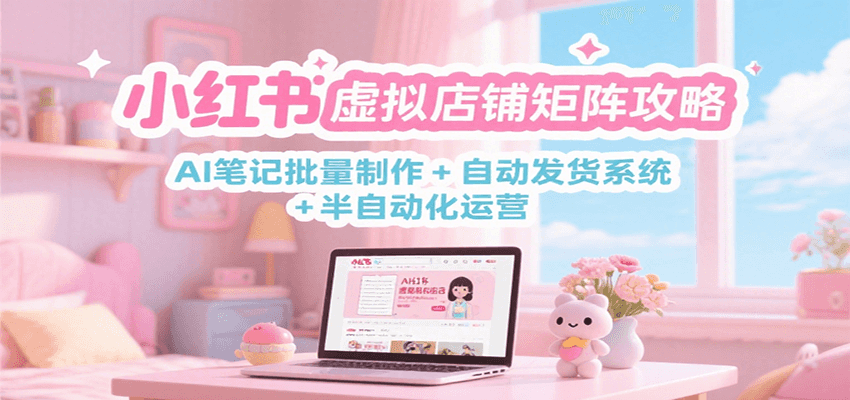 小红书虚拟店铺矩阵攻略：AI笔记批量制作 + 自动发货系统 + 半自动化运营-网亿资源平台