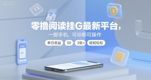 零撸阅读挂G最新平台，一部手机即可操作，单日收益50-3张+轻轻松松【揭秘】-网亿资源平台