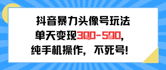 抖音暴力头像号玩法，单天变现3-5张纯手机操作，小白也能行-邪修侠 - 演示