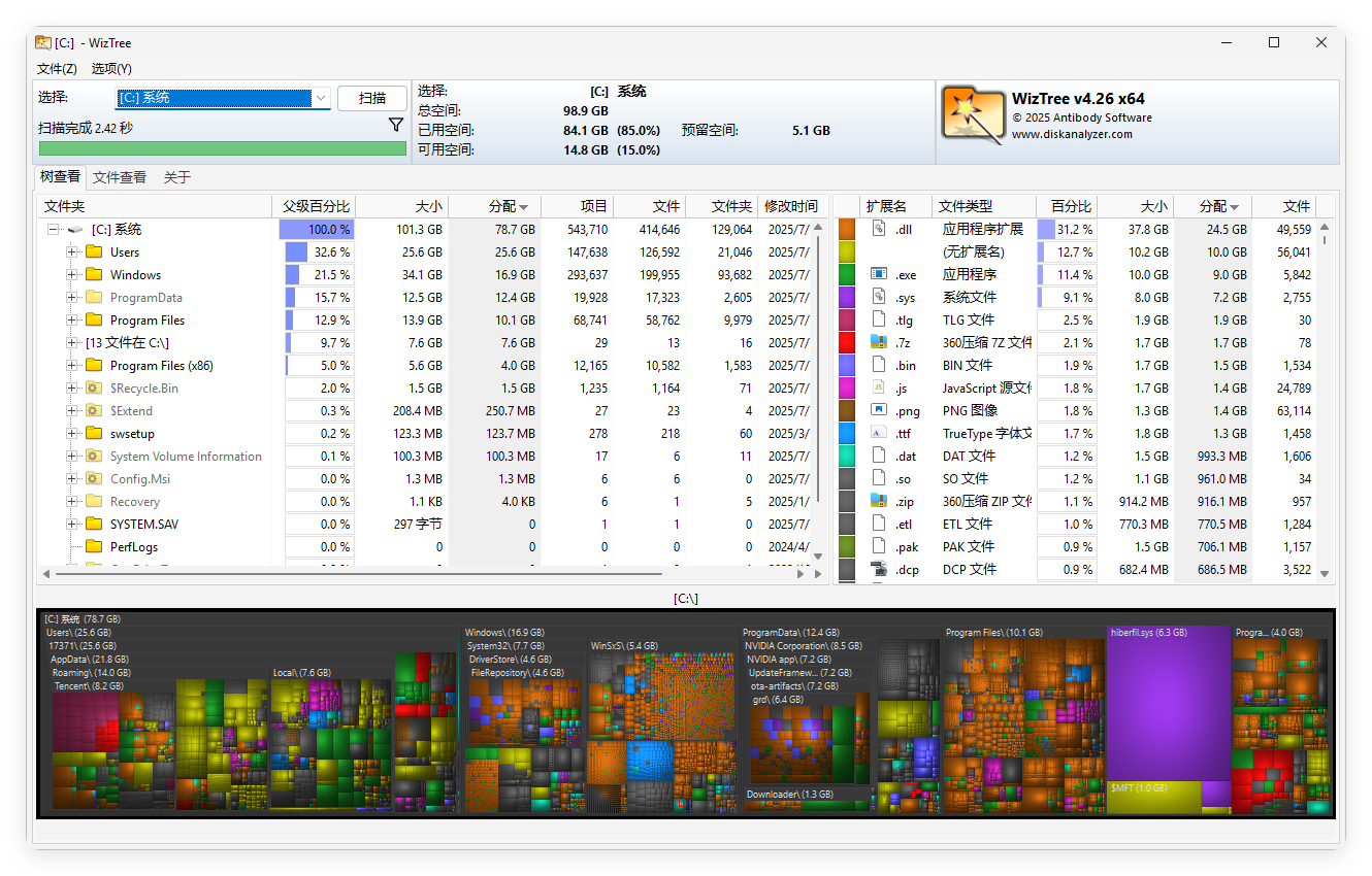 WizTree磁盘分析工具v4.26便携版-网亿资源平台