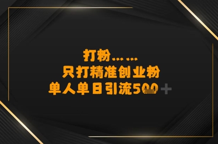 打粉只打精准创业粉，单人单日引流500+-网亿资源平台