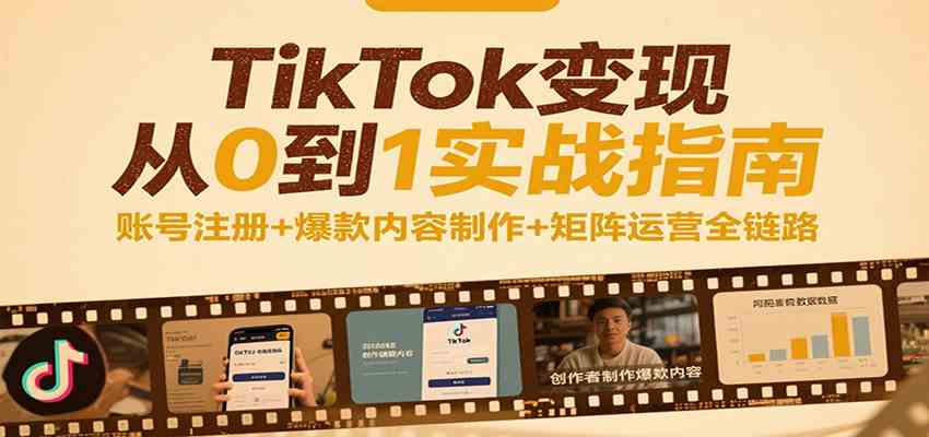 TikTok变现从0到1实战指南：账号注册+爆款内容制作+矩阵运营全链路-网亿资源平台