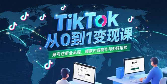 （15346期）TikTok从0到1变现课，账号注册全流程，爆款内容制作与矩阵运营-网亿资源平台