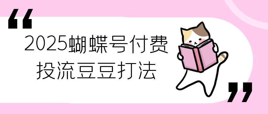 2025蝴蝶号付费投流豆豆打法-网亿资源平台