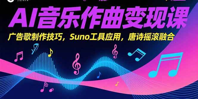 （15370期）AI音乐作曲变现课，广告歌制作技巧，Suno工具应用，唐诗摇滚融合-网亿资源平台