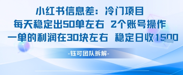 小红书信息差冷门项目一单利润30块每天稳定1.5k左右2个账号操作-邪修侠 - 演示