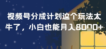 视频号分成计划这个玩法太牛了，小白也能月入8k+-网亿资源平台