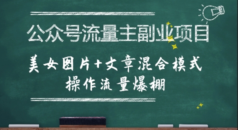 公众号流量主副业项目，美女图片+文章混合模式操作流量爆棚-网亿资源平台
