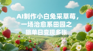 AI制作小白兔采草莓，一场治愈系田园之旅单日变现多张-网亿资源平台