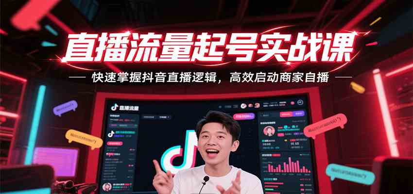 直播流量起号实战课，快速掌握抖音直播逻辑，高效启动商家自播-网亿资源平台