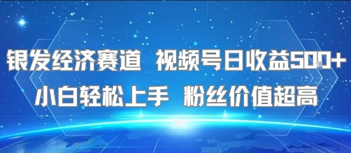 银发经济赛道 视频号日收益5张+ 小白轻松上手 粉丝价值超高-网亿资源平台