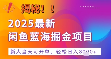 2025最新闲鱼蓝海掘金项目，新人当天可开单，轻松日入多张+的保姆级教程-网亿资源平台