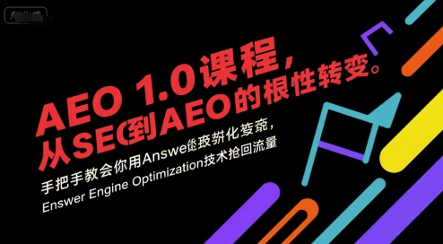 AEO 1.0 课程，从SEO到AE0的基命性转变，手把手教会你用AnswerEngineOptimization技术抢回流量-网亿资源平台