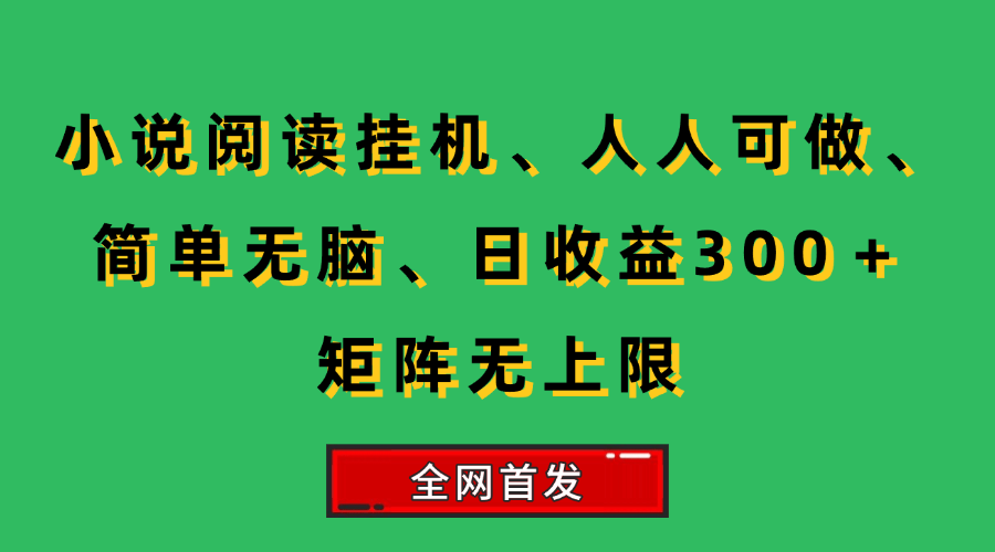 （15413期）小说挂机阅读，人人可做，简单无脑，一天收益300＋矩阵无限上-网亿资源平台