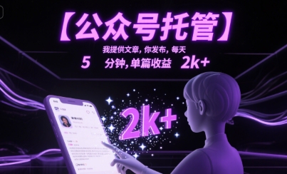 【公众号托管 】我提供文章，你发布，每天5分钟，单篇收益2k+【揭秘】-邪修侠 - 演示