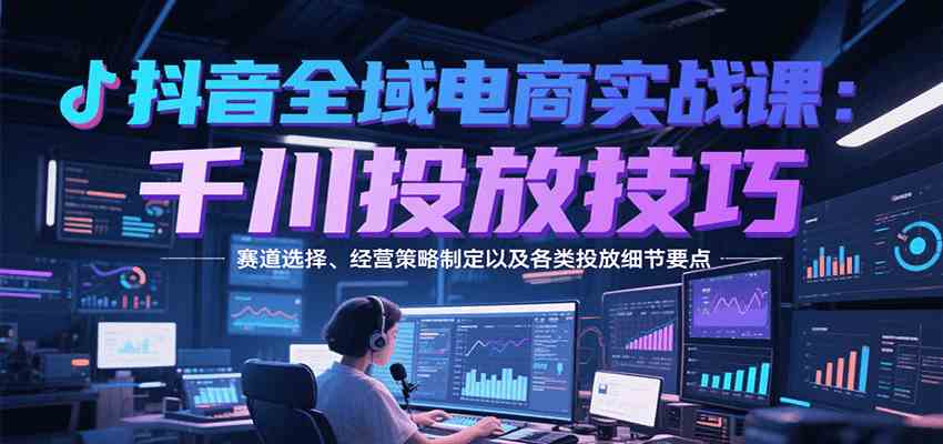 抖音全域电商实战，千川投放技巧，赛道选择、经营策略制定以及各类投放细节要点-网亿资源平台