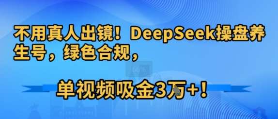 不用真人出镜！DeepSeek操盘养生号，绿色合规，单视频吸金3W+!-网亿资源平台