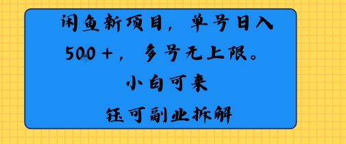 闲鱼玩法单号日收入5张+ 多号无上限 操作简单几乎零门槛-网亿资源平台