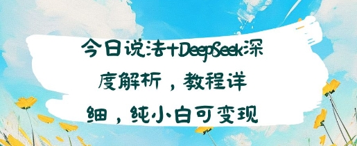 今日说法+DeepSeek深度解析，教程详细，纯小白可变现-网亿资源平台