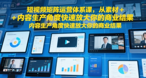 短视频矩阵运营体系课，从素材+内容生产角度快速放大你的商业结果-网亿资源平台