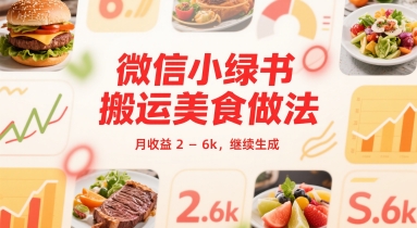 微信小绿书搬运美食做法 月收益 2-6k-网亿资源平台