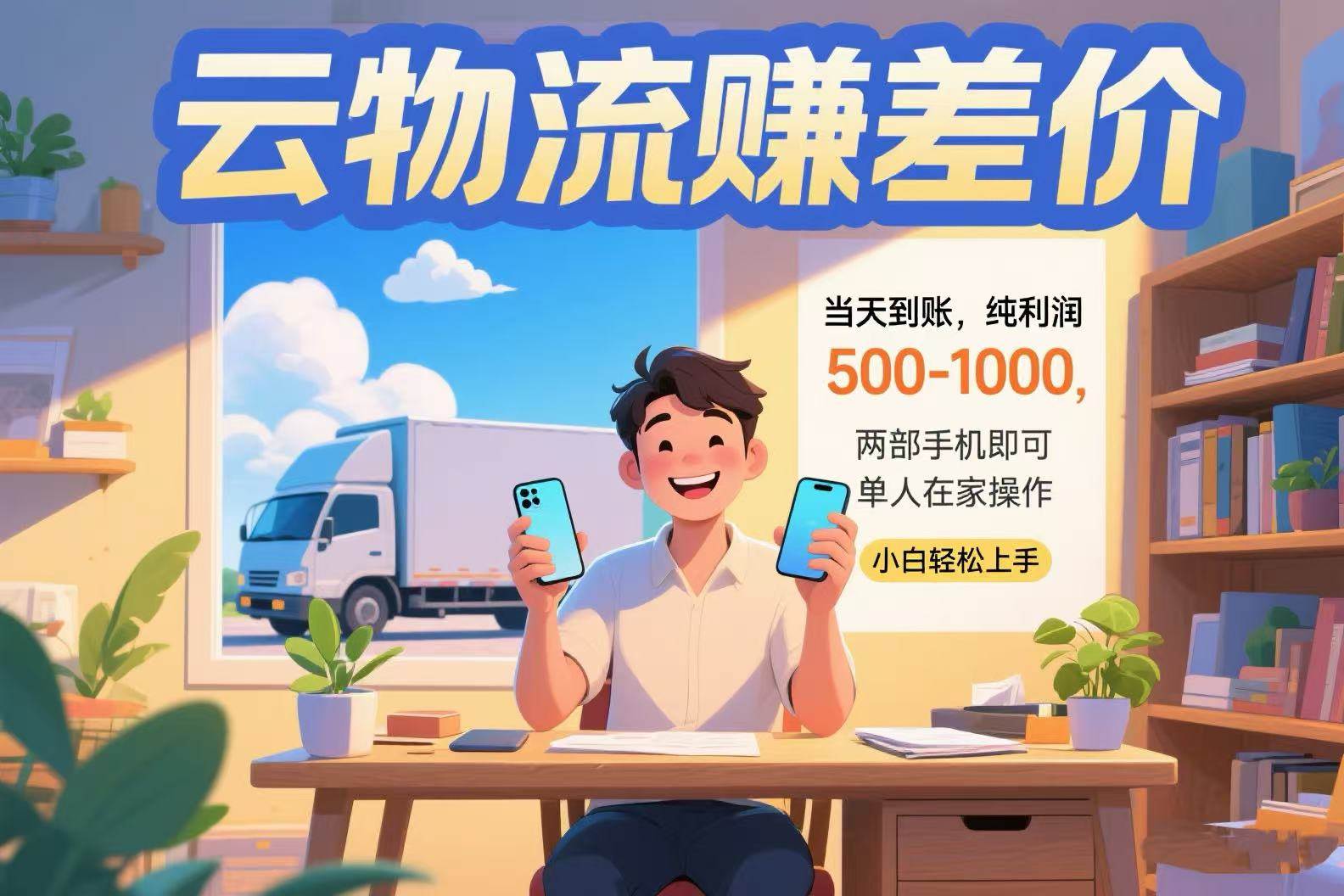（15492期）云物流赚差价 当天到账纯利润500-1000 两部手机即可 可单人在家操作 小…-网亿资源平台