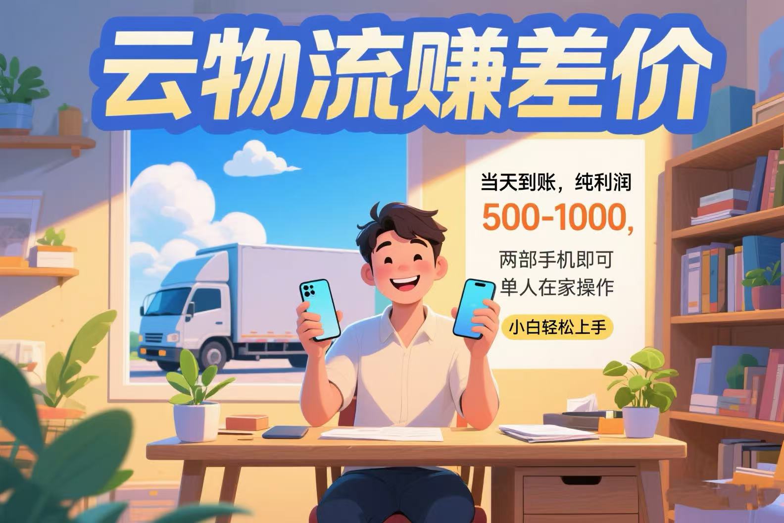 云物流赚差价 当天到账纯利润500-1000 两部手机即可 可单人在家操作 小…-网亿资源平台