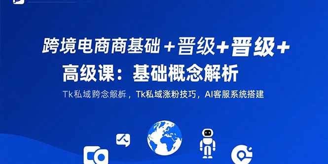 （15496期）跨境电商基础+晋级+高级课：基础概念解析,Tk私域涨粉技巧,AI客服系统搭建-网亿资源平台