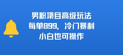 男粉项目高级玩法，每单899，冷门暴利，小白也可操作-网亿资源平台