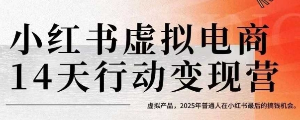 小红书虚拟电商14天变现训练营，虚拟产品，2025年普通人在小红书最后的搞钱机会-网亿资源平台