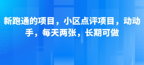 新跑通的项目，小区点评项目，动动手，每天两张，长期可做-网亿资源平台