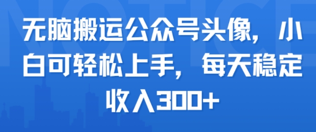 无脑搬运公众号头像，小白可轻松上手，每天稳定收入3张+-网亿资源平台