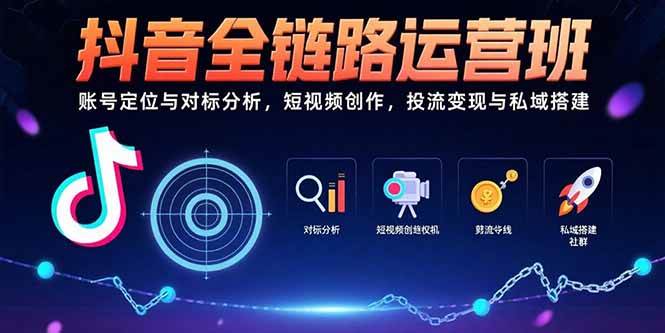 （15525期）抖音全链路运营班：账号定位与对标分析，短视频创作，投流变现与私域搭建-网亿资源平台