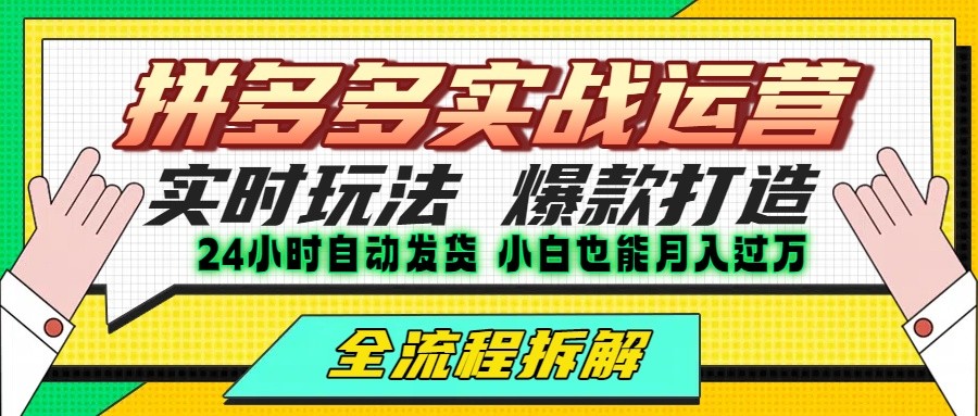 拼多多最新实战运营高投产：长久稳定项目，单店利润一天三位数-网亿资源平台