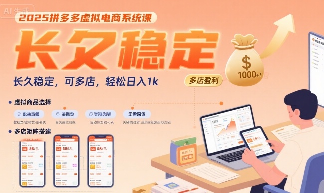 2025拼多多虚拟电商系统课，长久稳定，可多店，轻松日入1k-网亿资源平台