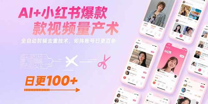 （15542期）AI+小红书爆款视频量产术：全自动剪辑去重技术，矩阵账号日更百条-网亿资源平台