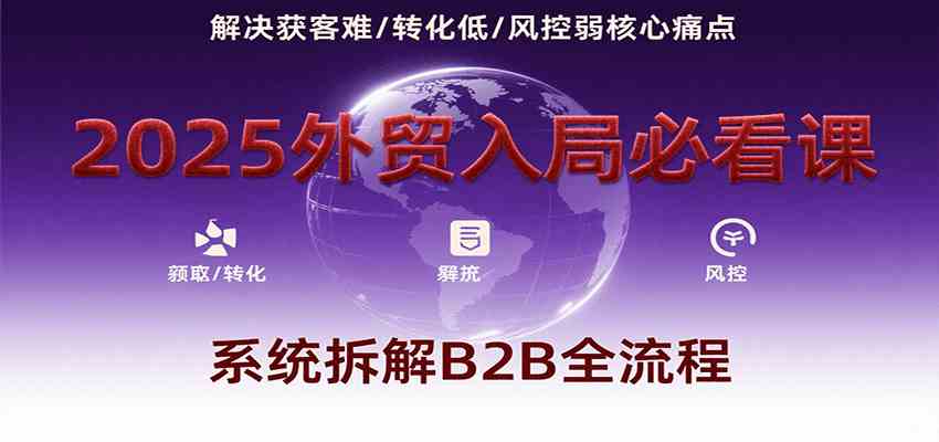 2025外贸入局必看课，系统拆解B2B全流程，解决获客难、转化低、风控弱等核心痛点-网亿资源平台