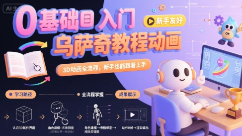 0基础入门乌萨奇教程动画，3D动画全流程，新手也能跟着上手-网亿资源平台