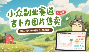 小众副业赛道 吉卜力图片售卖 单日2张+ AI一键生成【附教程】-邪修侠 - 演示