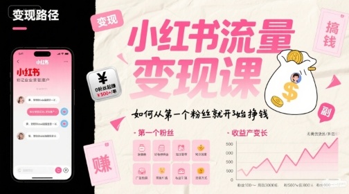 小红书流量变现课，如何从第一个粉丝就开始挣钱-邪修侠 - 演示