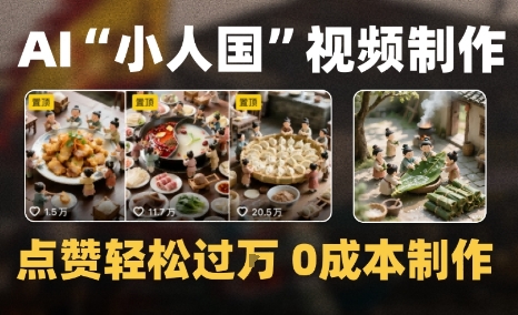 爆款1000W+微缩景观迷你小人国AI视频0成本制作全流程教学-网亿资源平台